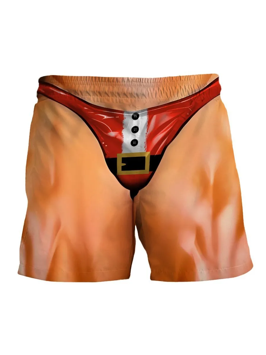 Alohadaddy Beach Vacation Funny Christmas Men's Beach Shorts Santa Cartoon Comfortable Fun Casual Shorts