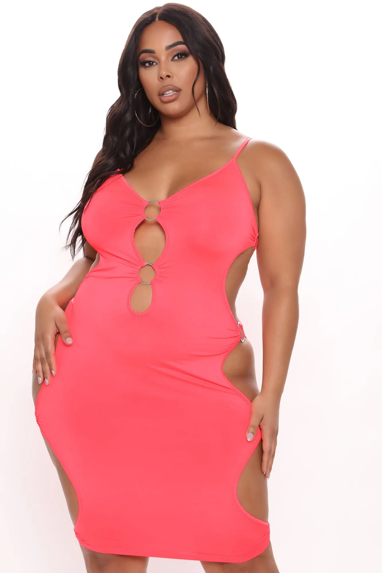 Always Showing Off Midi Dress - Neon Pink