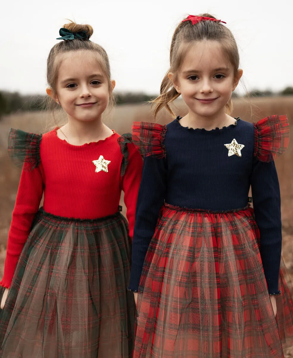 Baby Girls Dresses | Checker Frill Tutu Dress- Red | Petite Hailey
