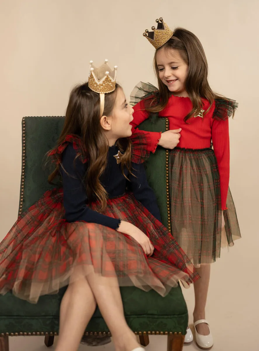 Baby Girls Dresses | Checker Frill Tutu Dress- Red | Petite Hailey