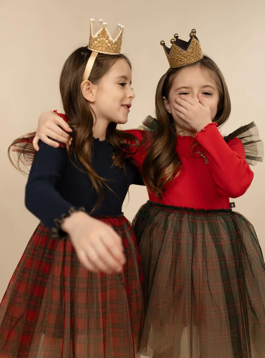 Baby Girls Dresses | Checker Frill Tutu Dress- Red | Petite Hailey