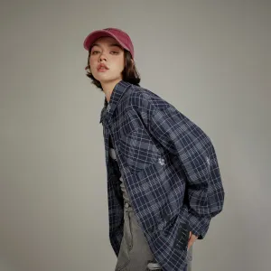 Back Logo Checked Loose Fit Shirt