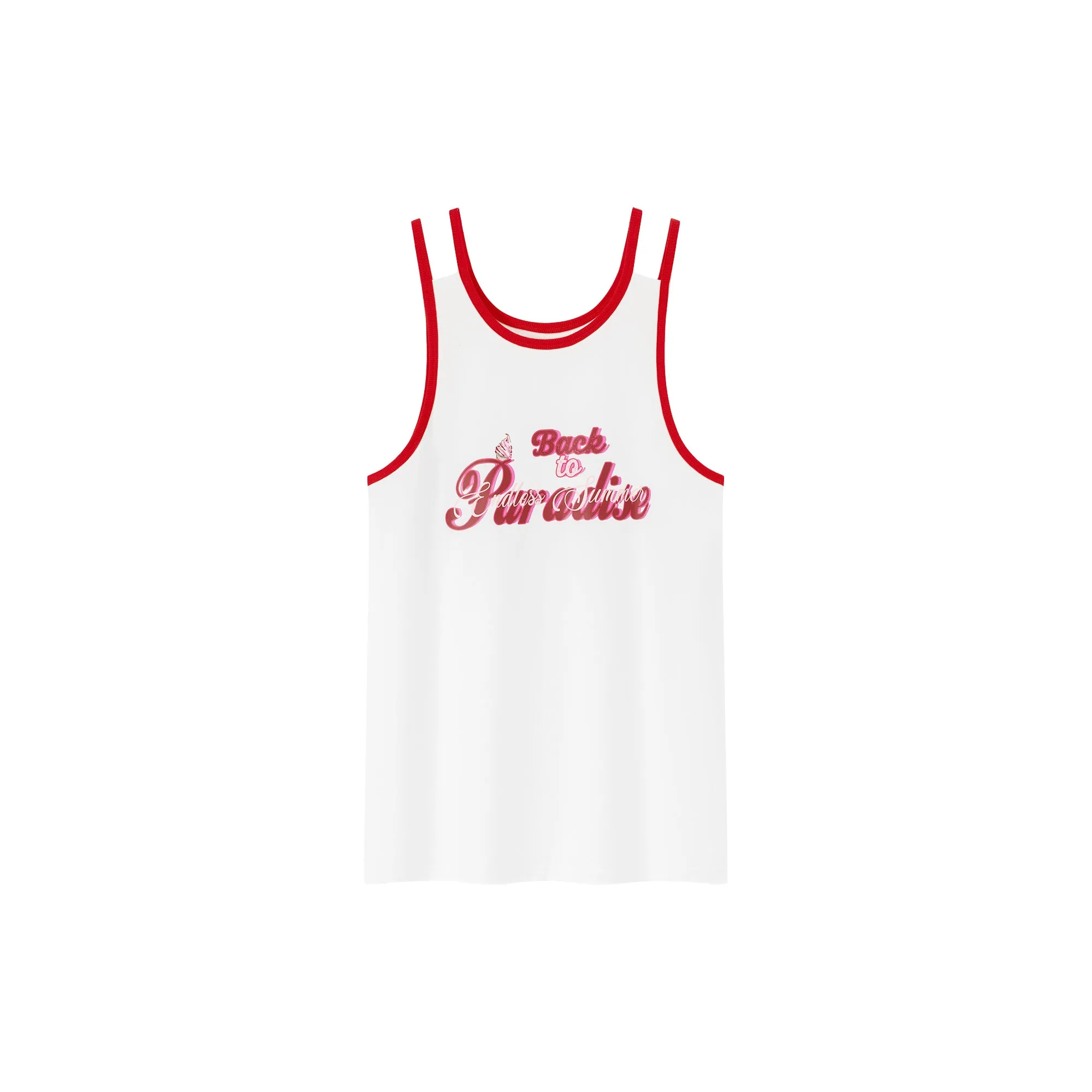 Back To Paradise Colorblocked Letter Printed Sleeveless T-Shirt