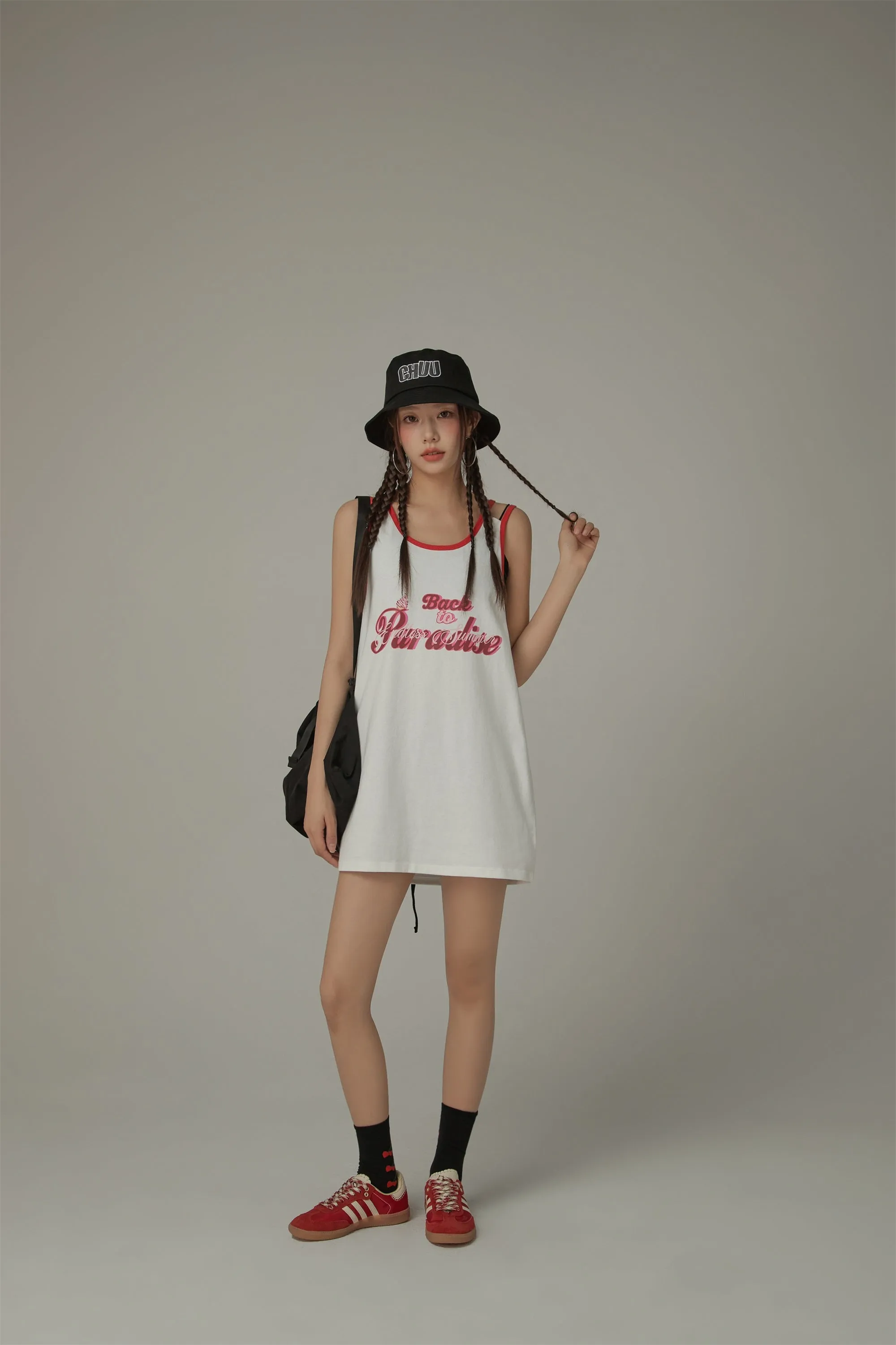 Back To Paradise Colorblocked Letter Printed Sleeveless T-Shirt
