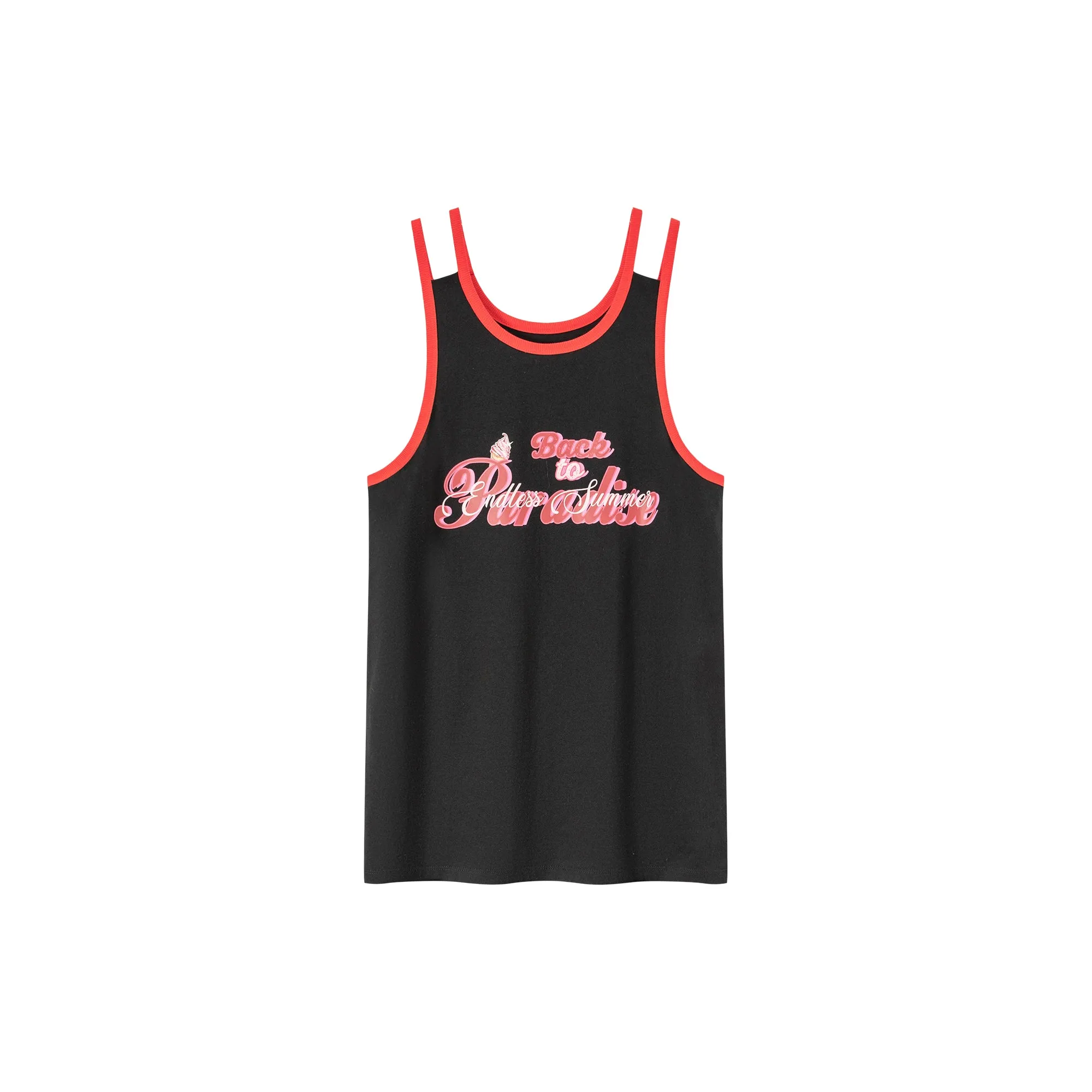Back To Paradise Colorblocked Letter Printed Sleeveless T-Shirt