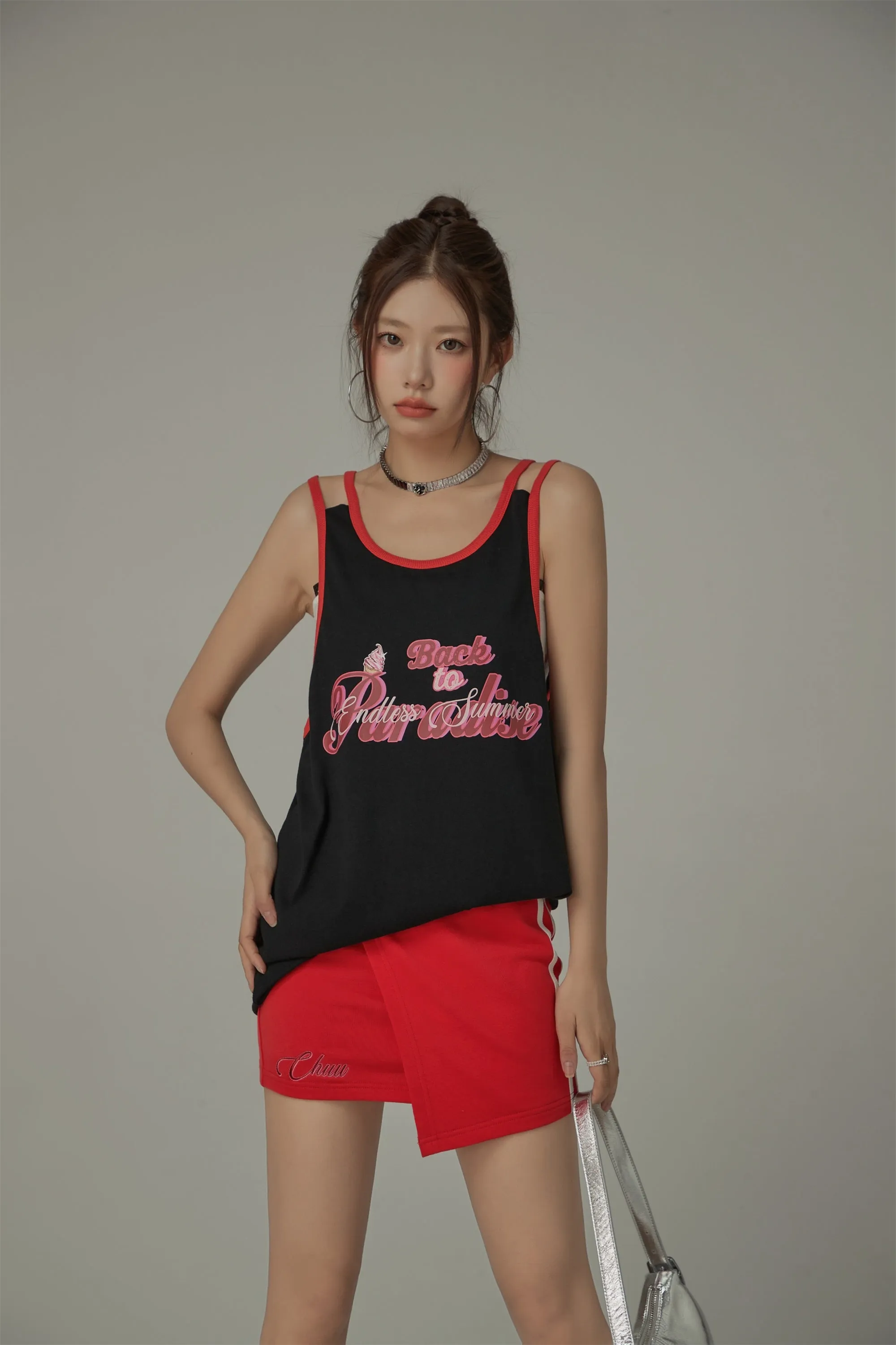 Back To Paradise Colorblocked Letter Printed Sleeveless T-Shirt
