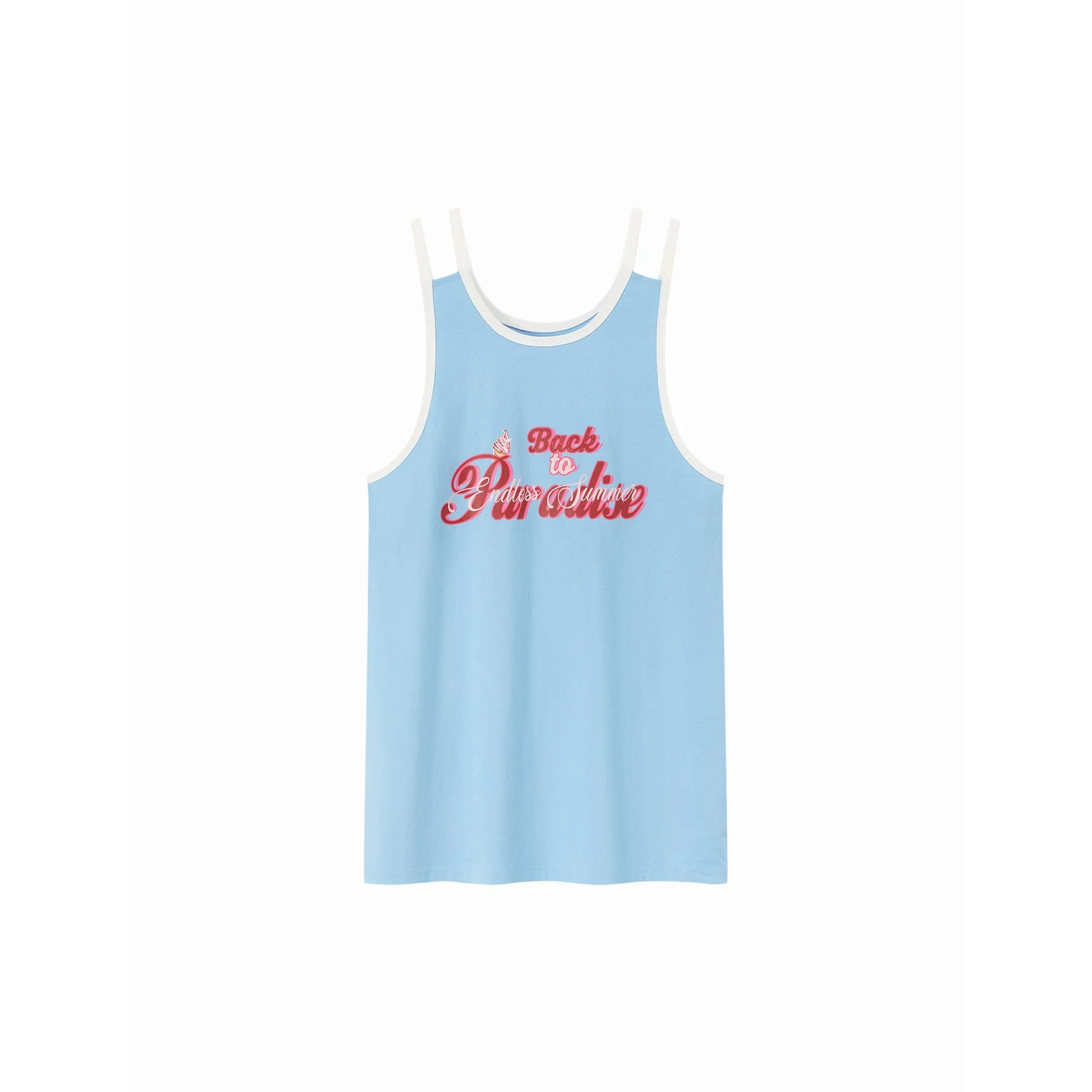 Back To Paradise Colorblocked Letter Printed Sleeveless T-Shirt