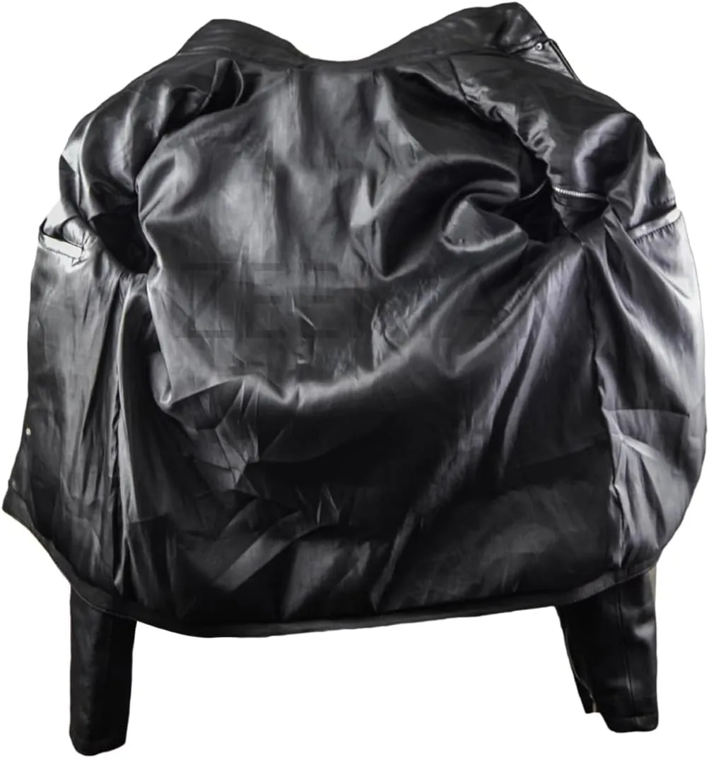 Beat the Style: Black Faux Leather Jacket with Bold Metallic Zippers & Mesh Shoulders for Men