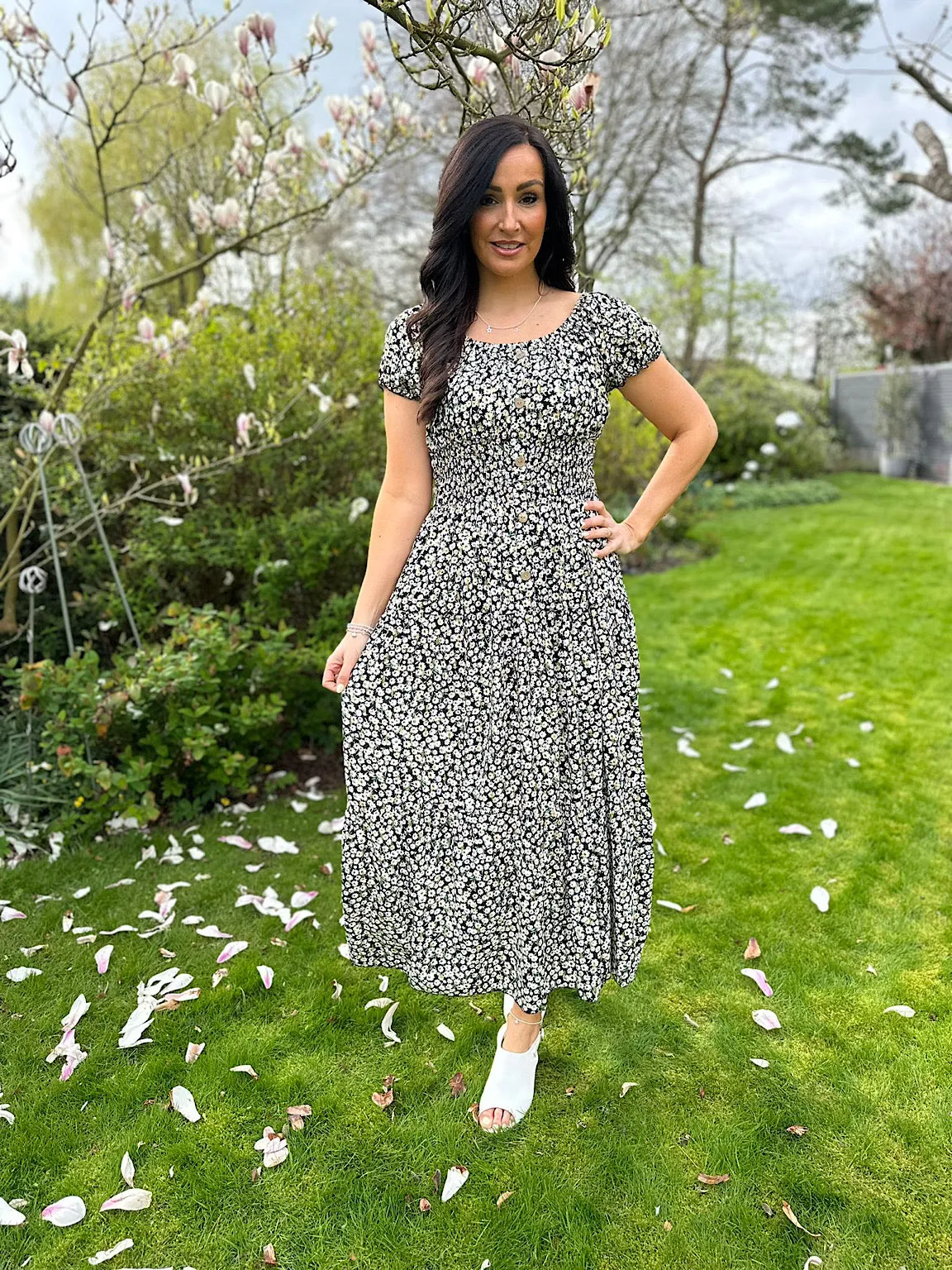 Black Ditsy Floral Shimmer Dress Darla 2