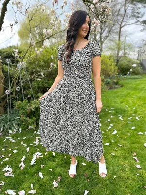 Black Ditsy Floral Shimmer Dress Darla 2