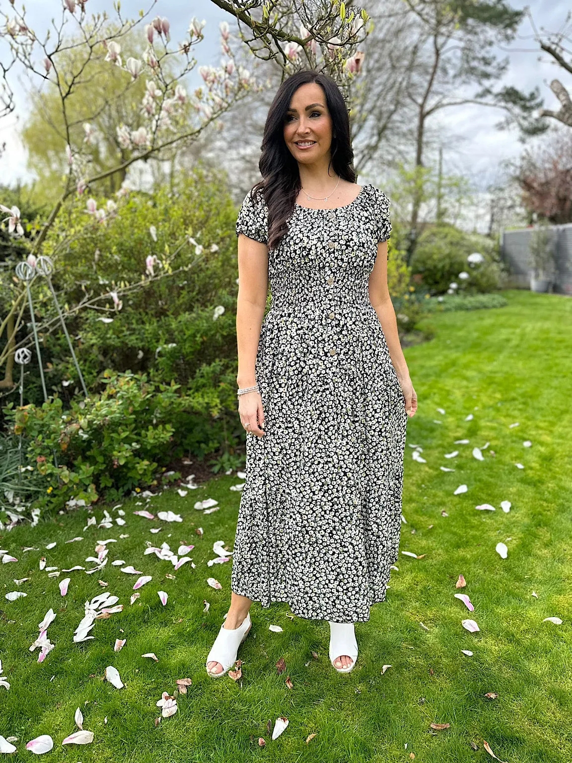 Black Ditsy Floral Shimmer Dress Darla 2