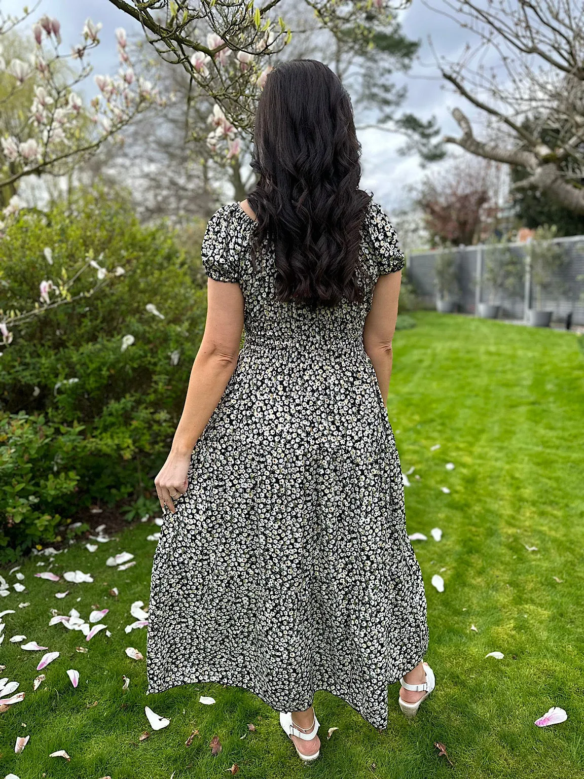 Black Ditsy Floral Shimmer Dress Darla 2