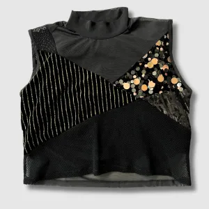 black sequined 'all-over reroll' cropped mock neck tank top