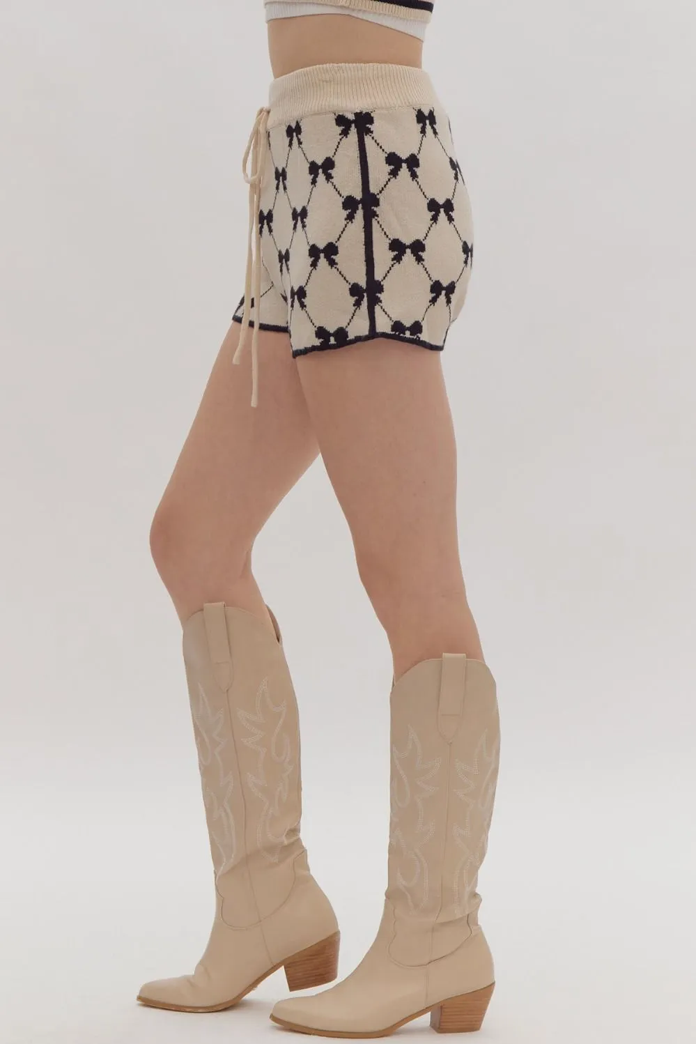 Bow Print High Waisted Shorts