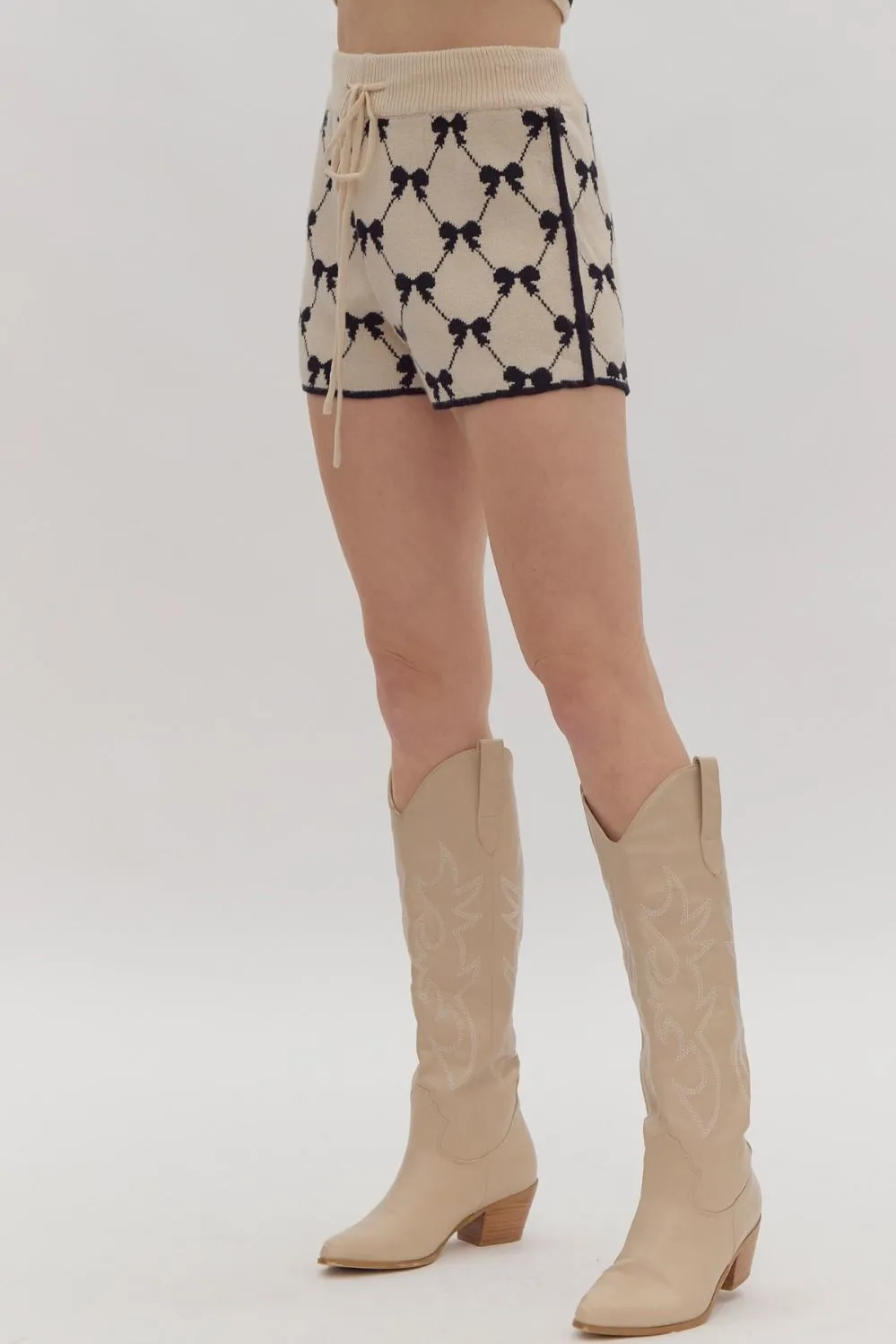 Bow Print High Waisted Shorts