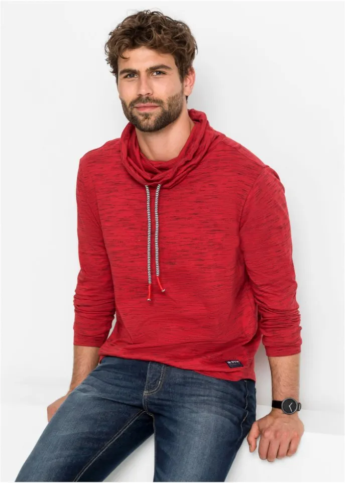 Bpc Bonprix Collection Long Sleeve Shawl Collar Shirt, Red