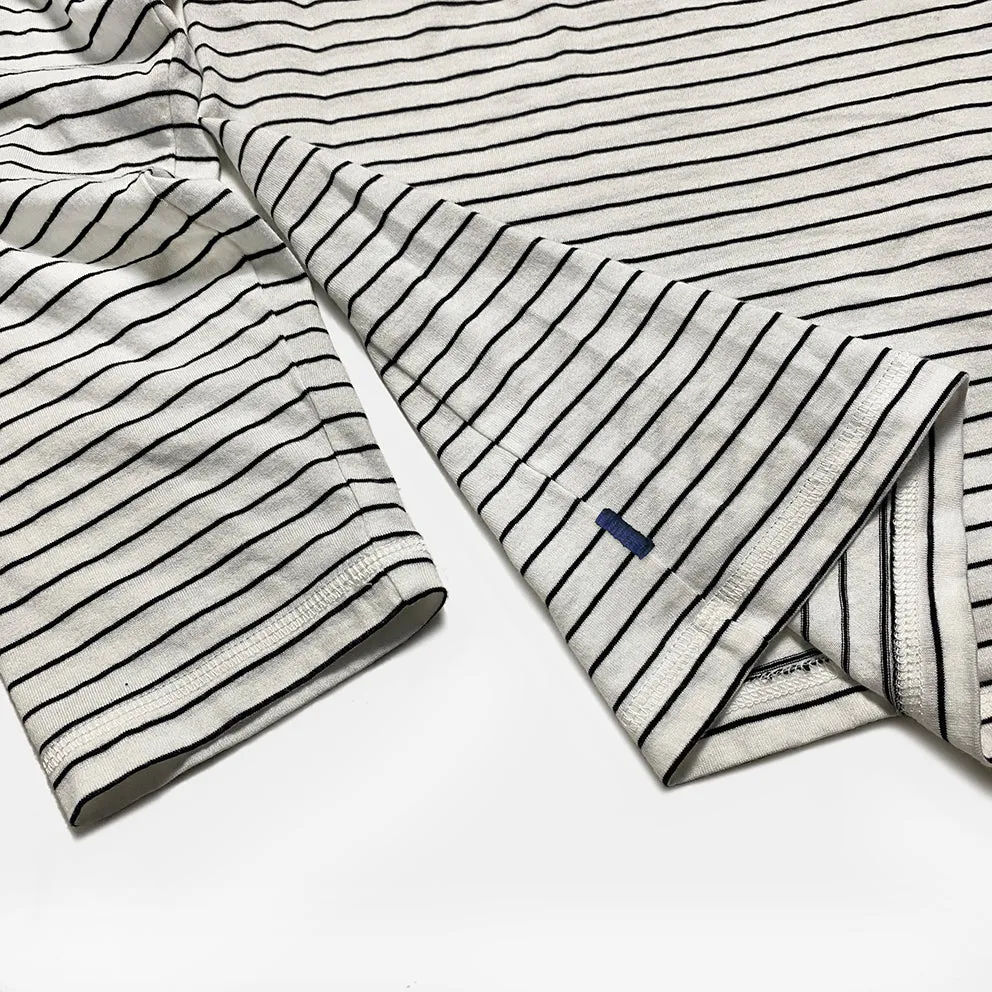 BZEN M.3231 CLARK REGULAR FIT 3 BUTTON HENLEY FEEDER STRIPE JERSEY-140GSM-E0 BLACK STRIPE