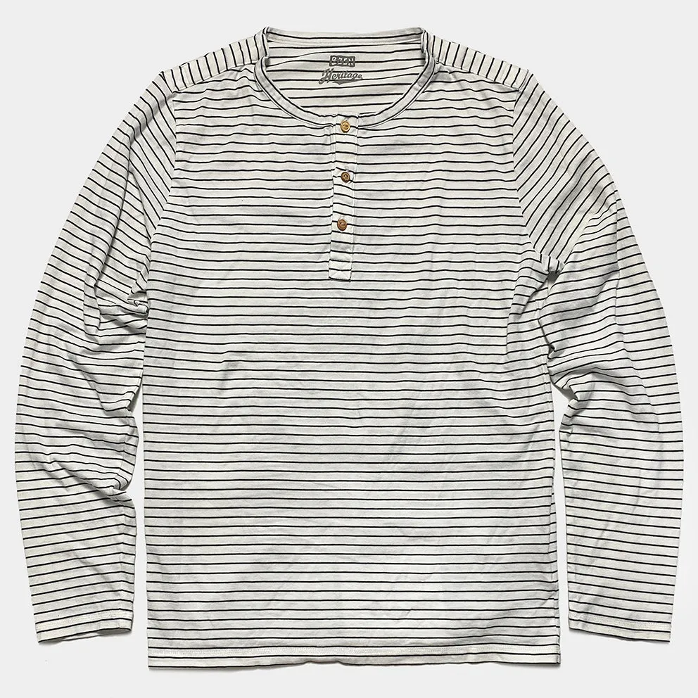 BZEN M.3231 CLARK REGULAR FIT 3 BUTTON HENLEY FEEDER STRIPE JERSEY-140GSM-E0 BLACK STRIPE