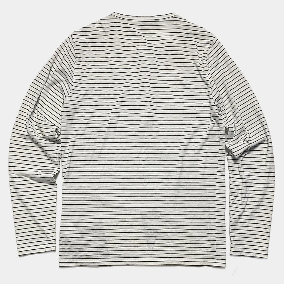 BZEN M.3231 CLARK REGULAR FIT 3 BUTTON HENLEY FEEDER STRIPE JERSEY-140GSM-E0 BLACK STRIPE