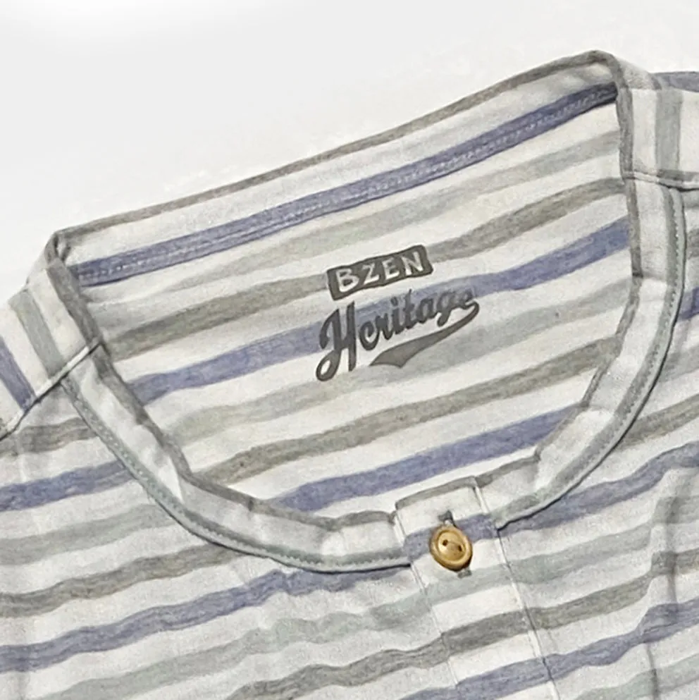 BZEN M.3231 CLARK REGULAR FIT 3 BUTTON HENLEY MULTI COLOR STRIPE JERSEY-160GSM-E0 MULTI COLOR STRIPE