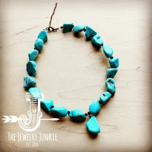 **Chunky Turquoise Necklace with Free-Form Pendant 255q