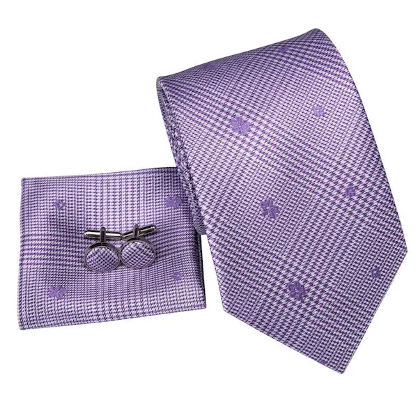 Classy Men Lavender Tartan Silk Tie