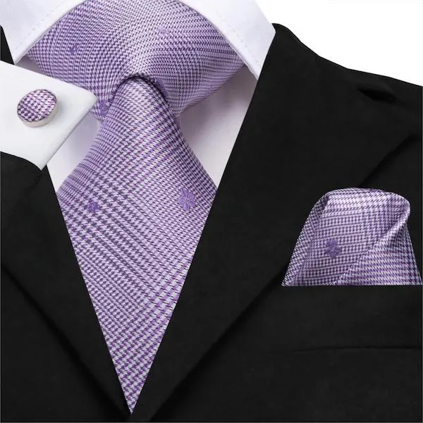 Classy Men Lavender Tartan Silk Tie