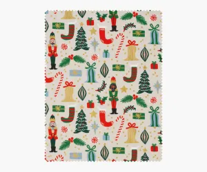 Deck The Halls Metallic Cotton Fabric - Cream