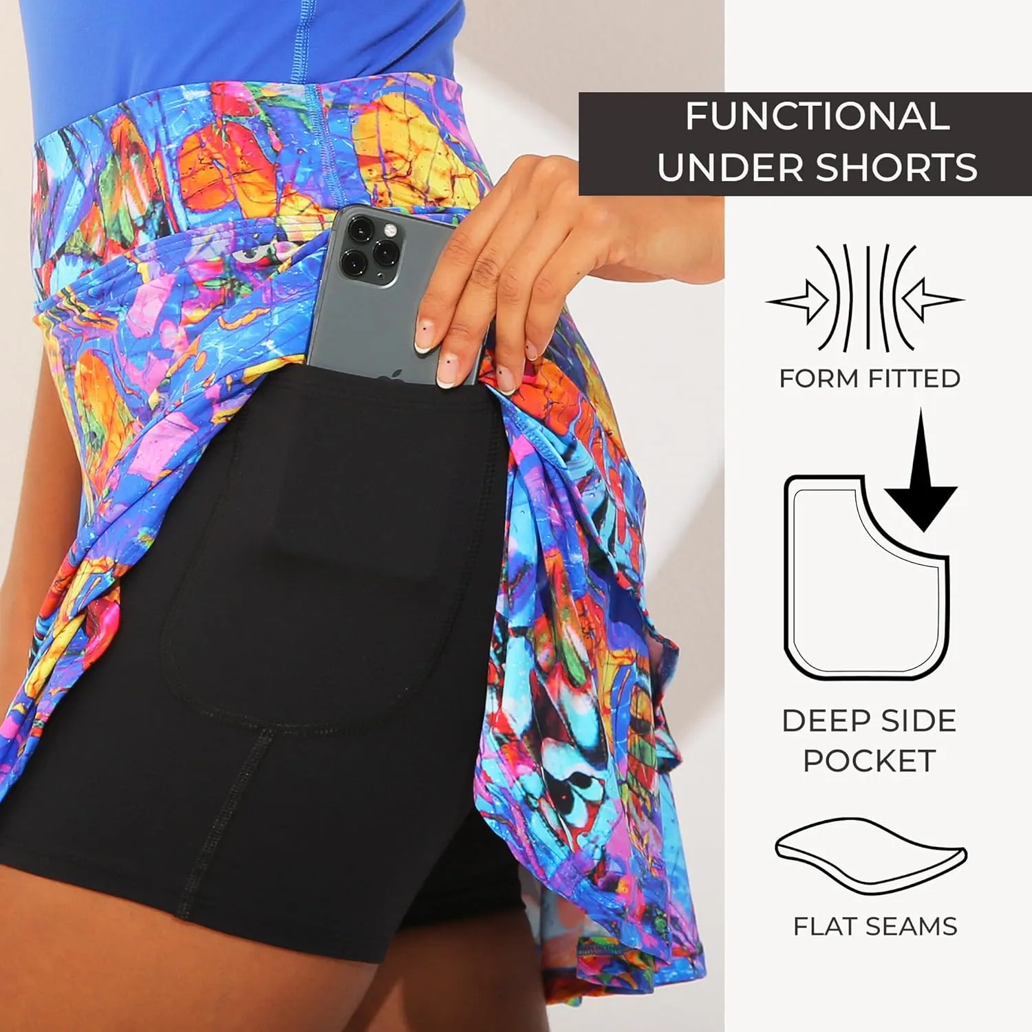 Dona Jo Glide Skort for Women - Athletic Golf Skirt with Shorts & Pockets - Comfortable Active Wear for Tennis or Any Sports