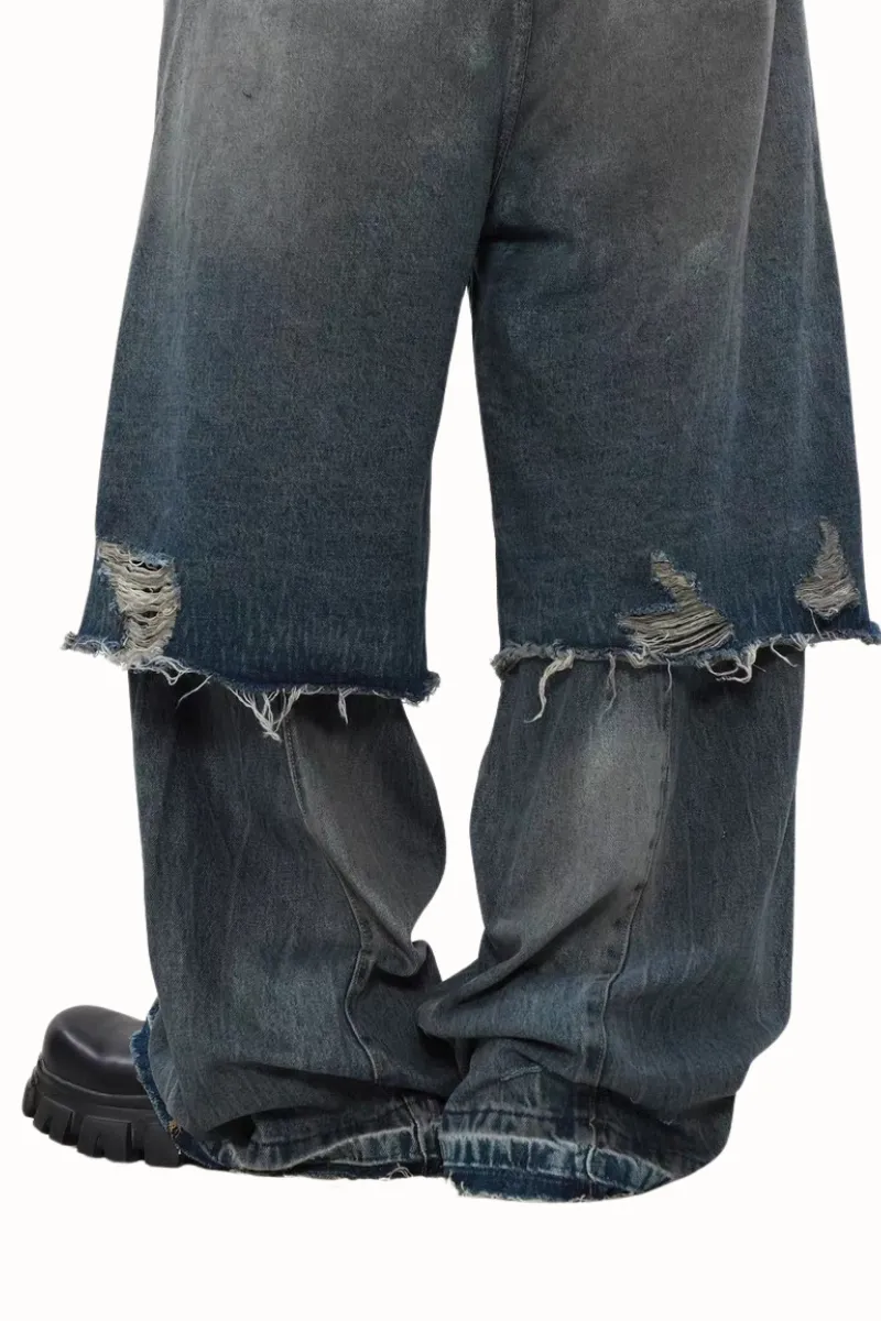 Double Layer Ripped Jeans