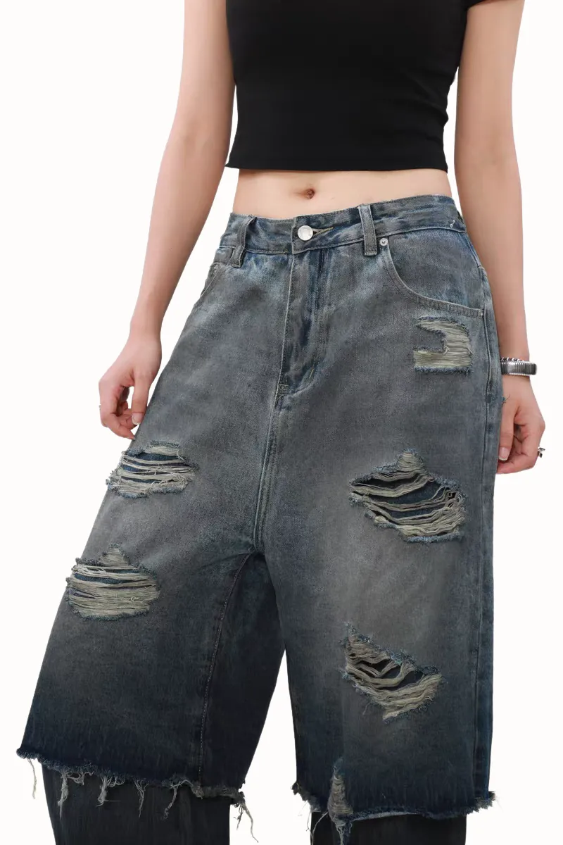 Double Layer Ripped Jeans