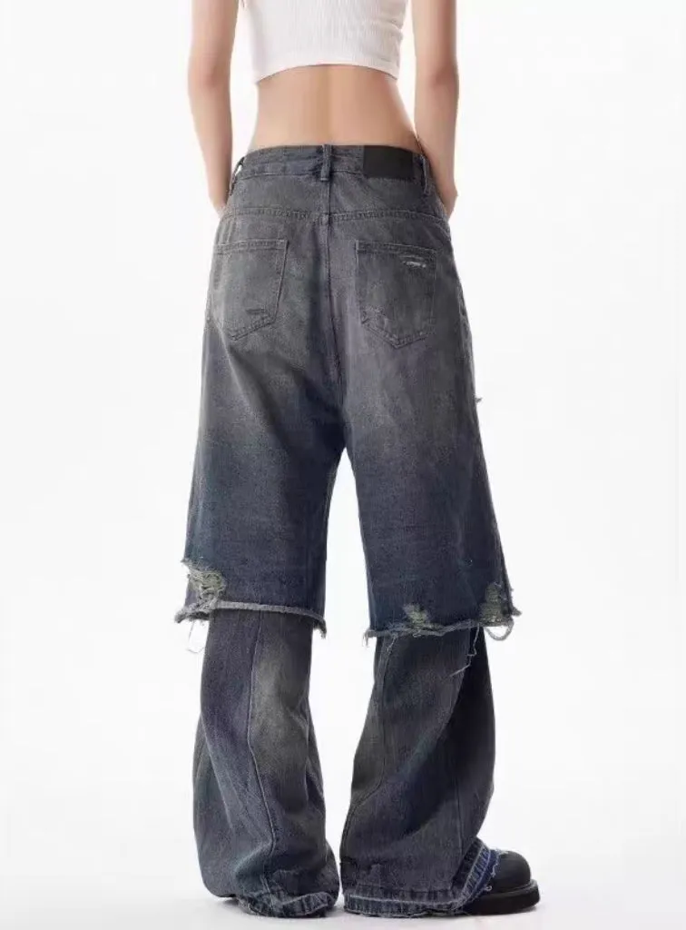 Double Layer Ripped Jeans