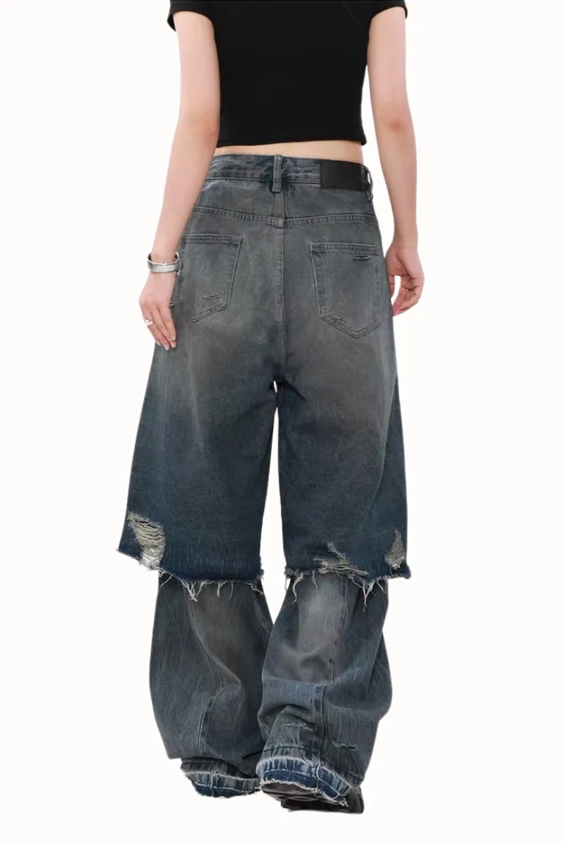 Double Layer Ripped Jeans