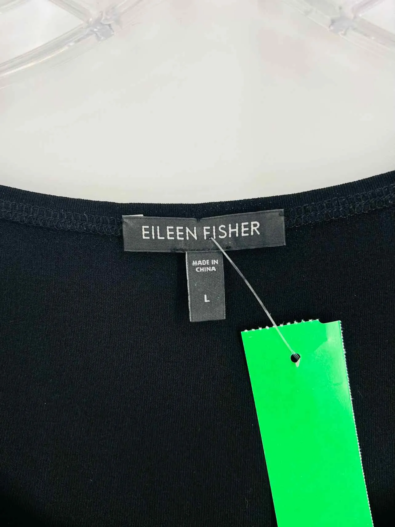 Eileen Fisher Size L Black Sequined Silk Tops Tunic