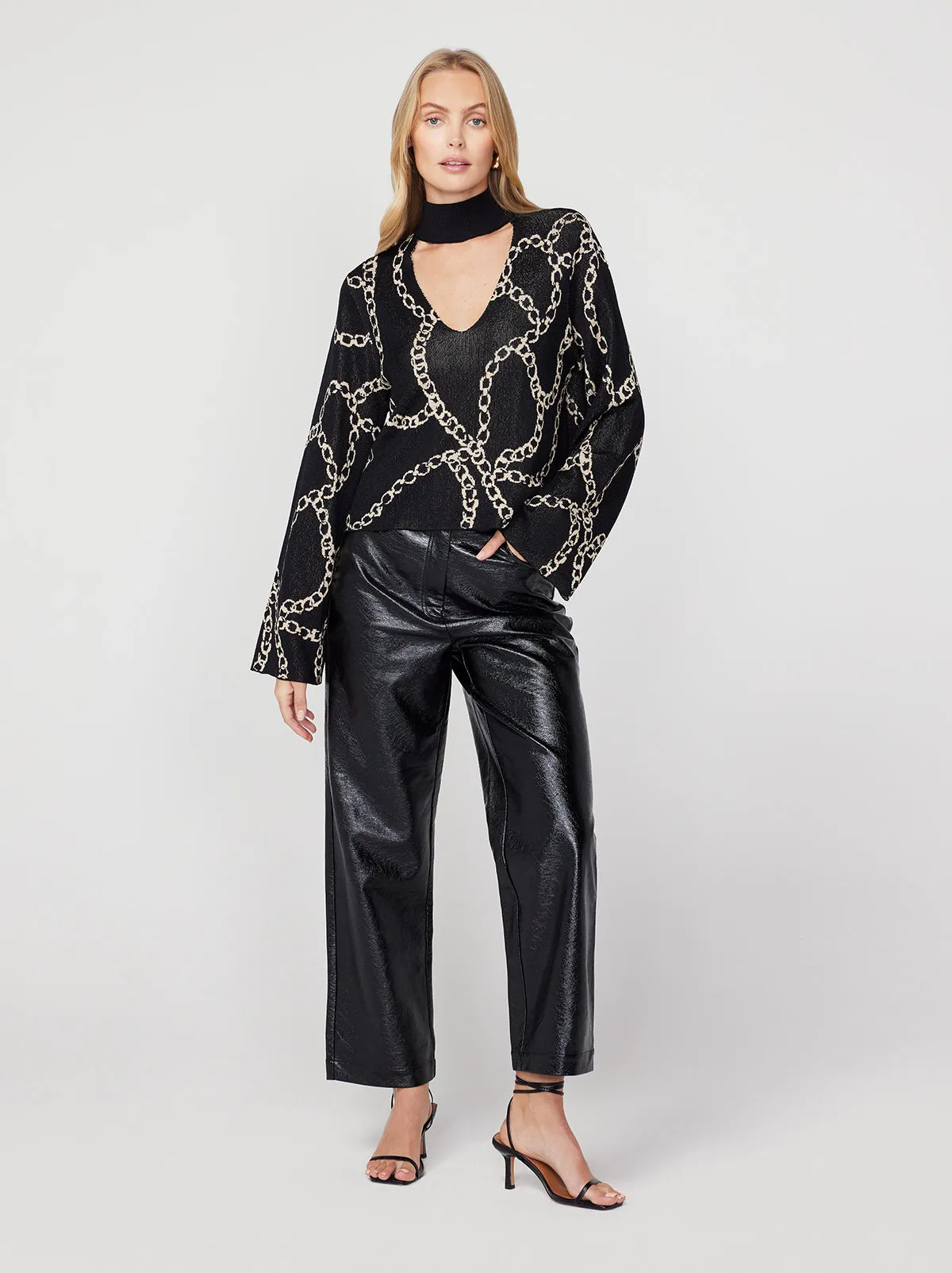 Eloise Black Chain Lurex Knit Top