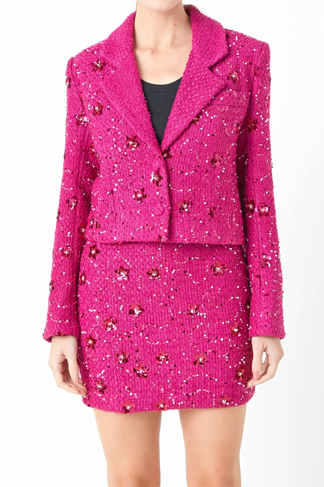 Endless Rose - Sequins Cropped Blazer