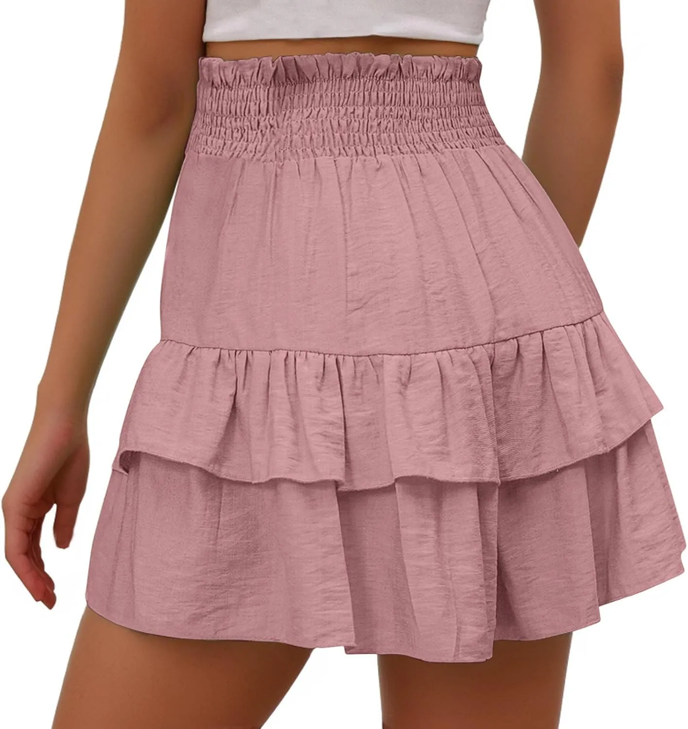 Flowy Shorts for Women 2025 High Waisted Ruffle Summer Casual Skorts Cute Pleated Beach Short Pants Swing Mini Skirts