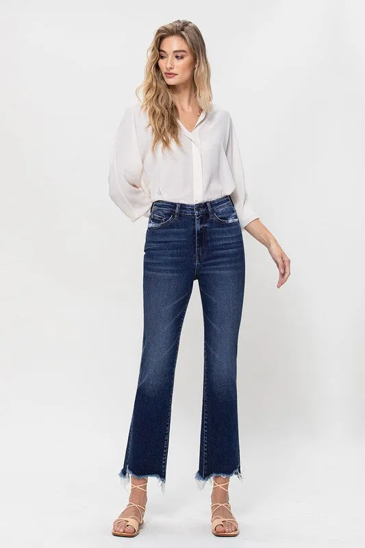 High Rise Distressed Hem Kick Flare Jeans *Online Only*