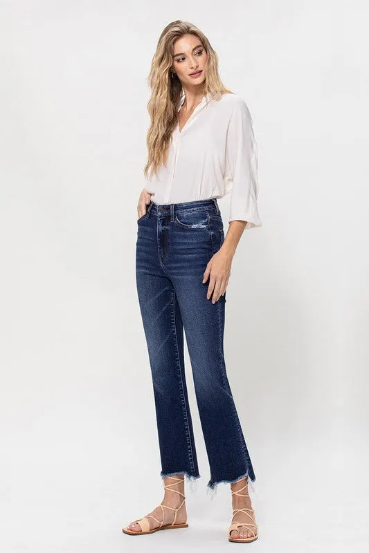High Rise Distressed Hem Kick Flare Jeans *Online Only*