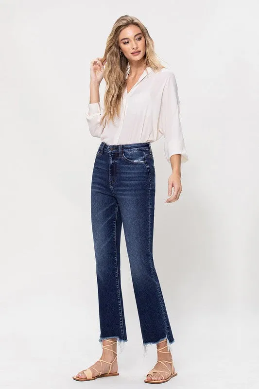 High Rise Distressed Hem Kick Flare Jeans *Online Only*