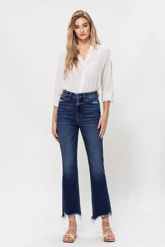 High Rise Distressed Hem Kick Flare Jeans *Online Only*