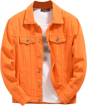 JEKE-DG Men's Casual Loose Fit Fashion Jean Jacket Button Down Trucker Denim Jacket Comfortable Classic Jacket Coat