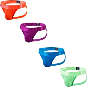 JOCKMAIL 4PCS/Pack Mens Thongs Underwear Jockstrap Low Rise Athletic Supporter Jockstrap Mens Breathable Briefs Men Jockstrap