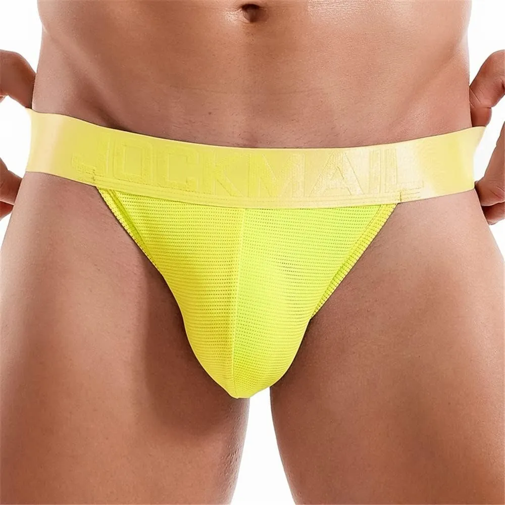 JOCKMAIL 4PCS/Pack Mens Thongs Underwear Jockstrap Low Rise Athletic Supporter Jockstrap Mens Breathable Briefs Men Jockstrap