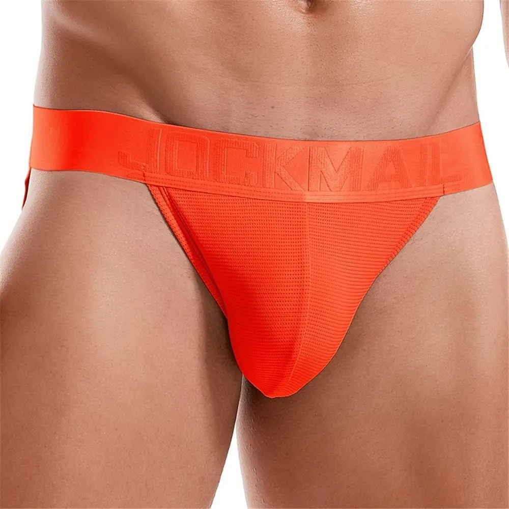 JOCKMAIL 4PCS/Pack Mens Thongs Underwear Jockstrap Low Rise Athletic Supporter Jockstrap Mens Breathable Briefs Men Jockstrap