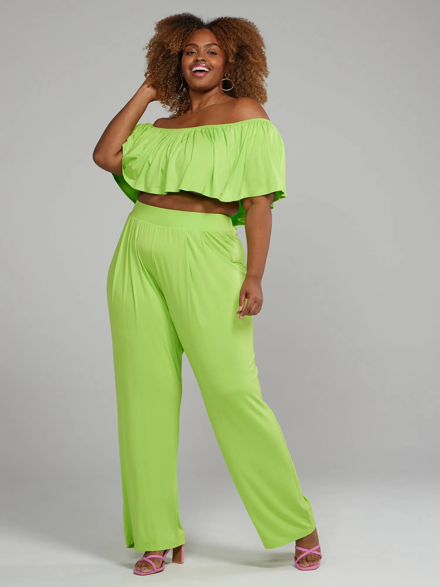 Jonna Off Shoulder Ruffle Crop Top