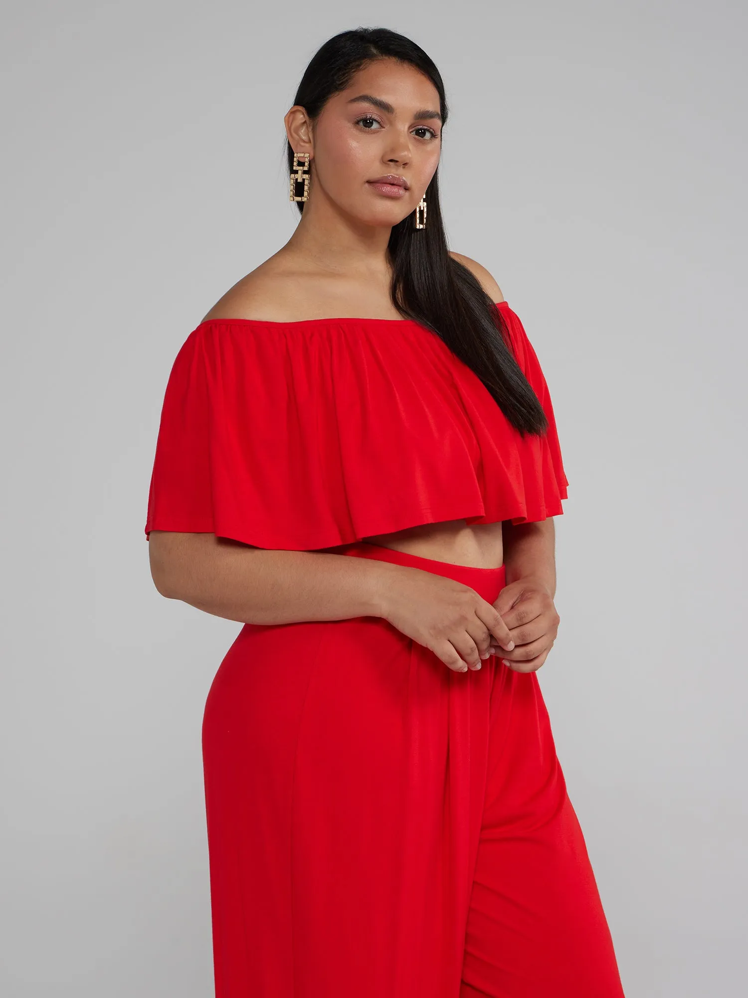 Jonna Off Shoulder Ruffle Crop Top