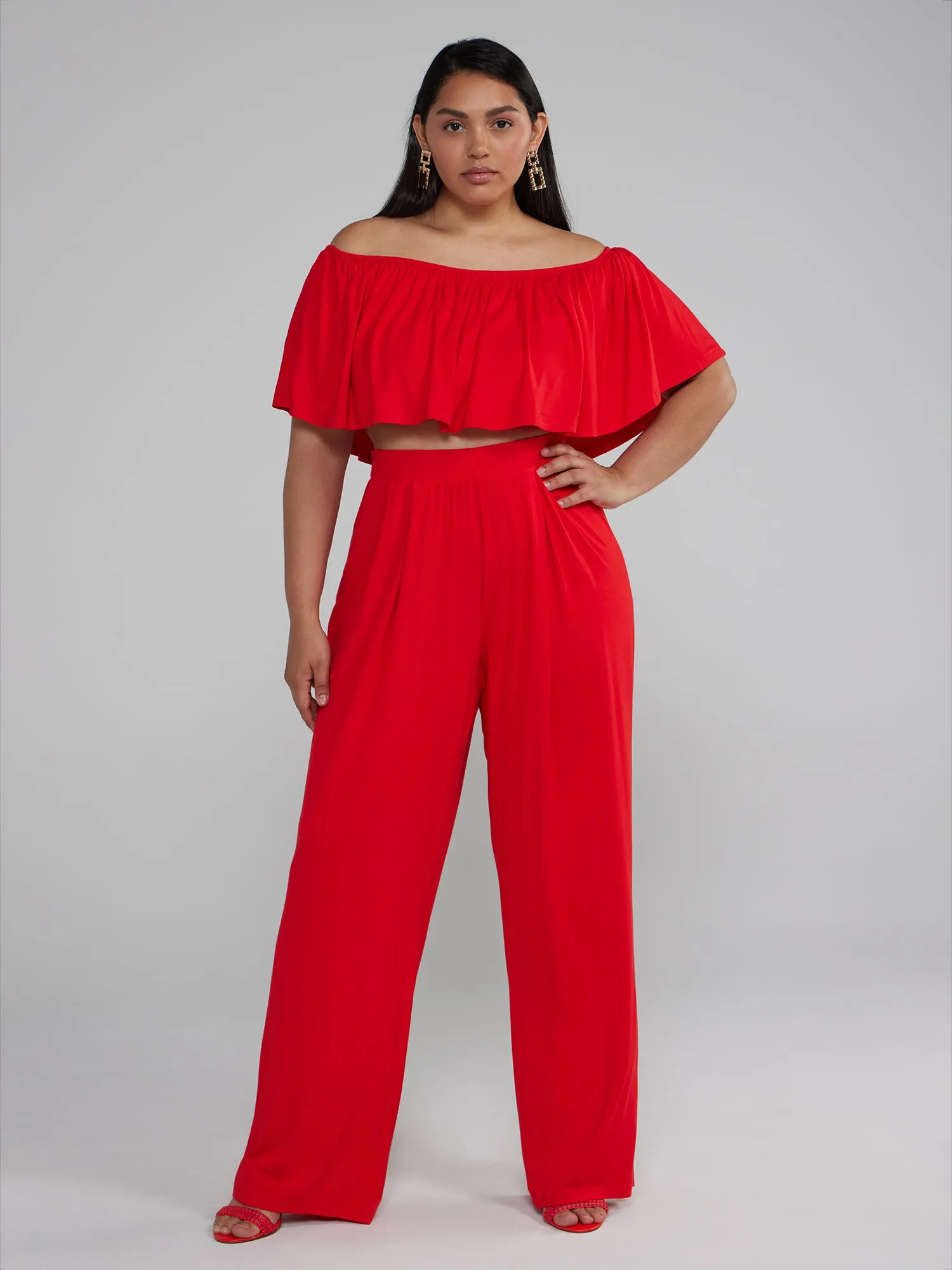 Jonna Off Shoulder Ruffle Crop Top