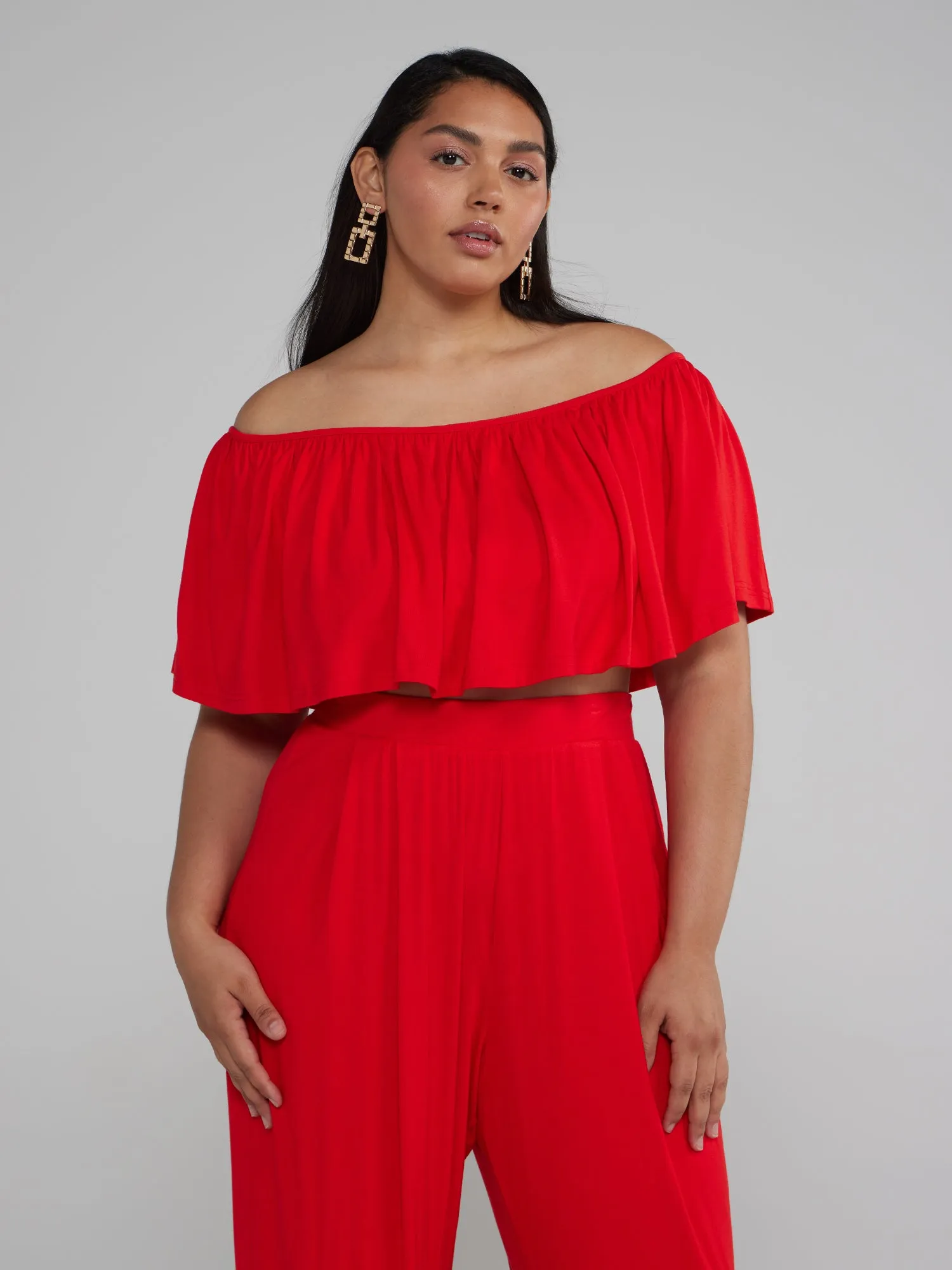 Jonna Off Shoulder Ruffle Crop Top