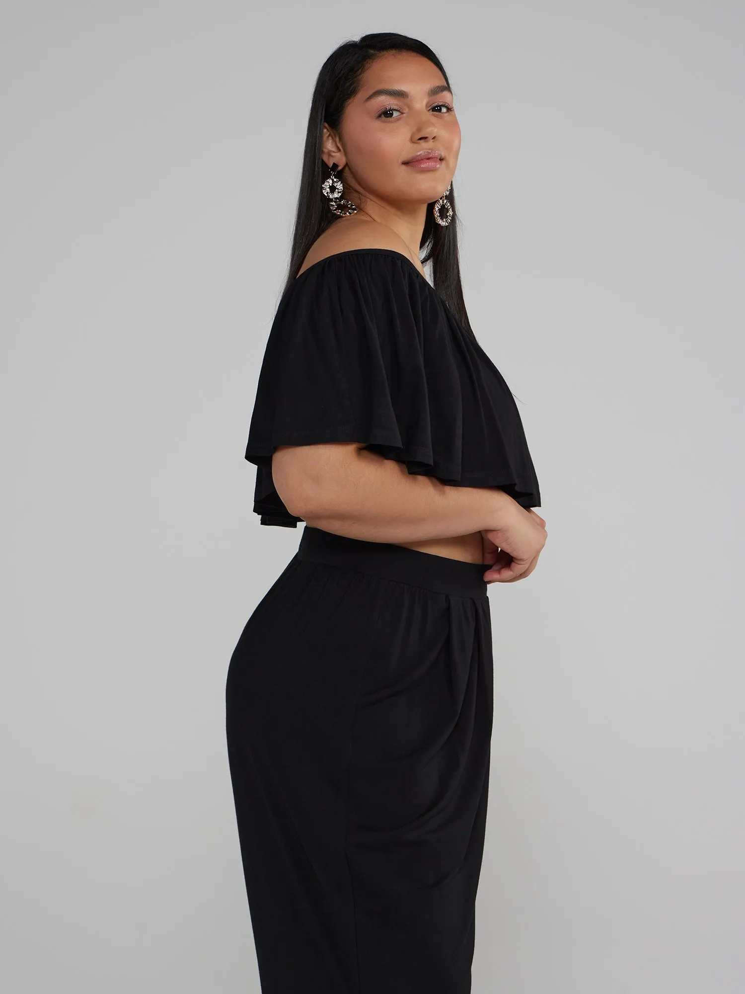 Jonna Off Shoulder Ruffle Crop Top
